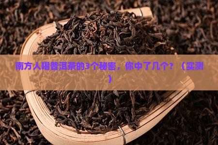 南方人喜欢喝的普洱茶