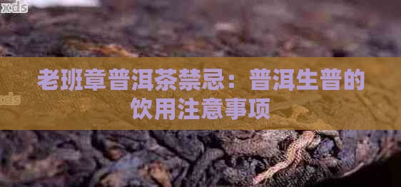 老班章生普的禁忌