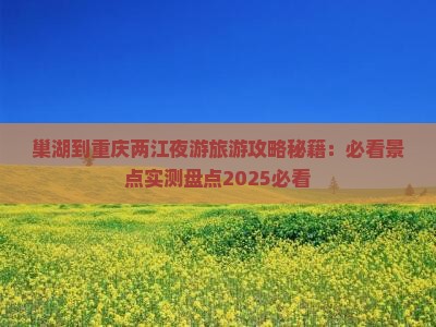巢湖到重庆两江夜游必去地