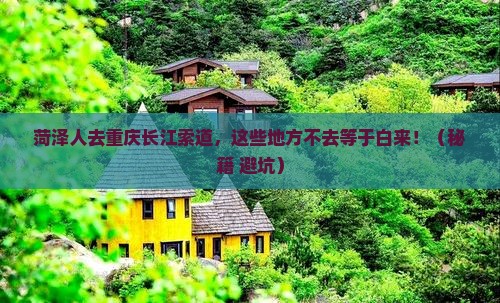 菏泽去重庆长江索道必去地