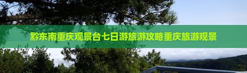 黔东南去重庆wfc观景台七日游