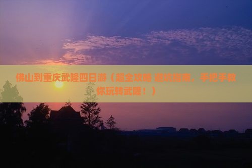 佛山到重庆武隆四日游