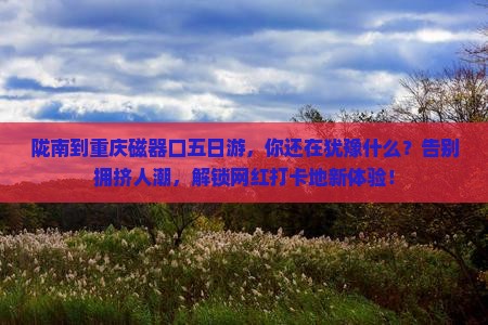 陇南到重庆磁器口五日游
