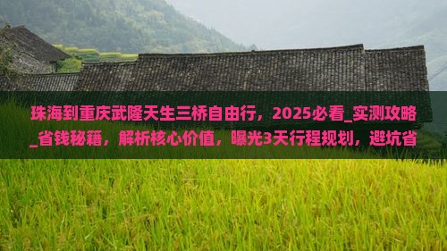 珠海到重庆武隆天生三桥自由行