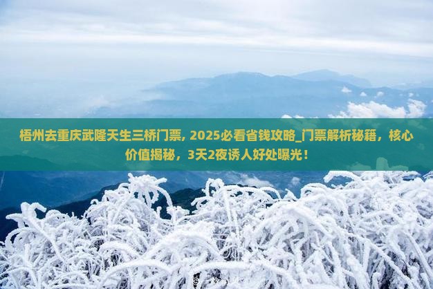 梧州去重庆武隆天生三桥门票