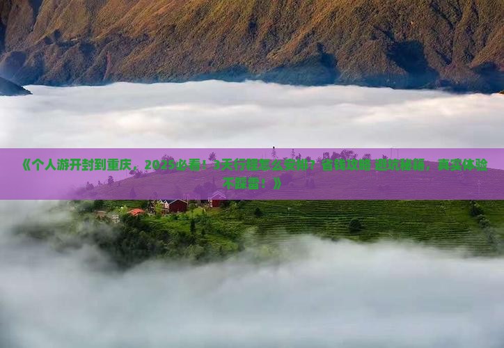 开封到重庆个人游