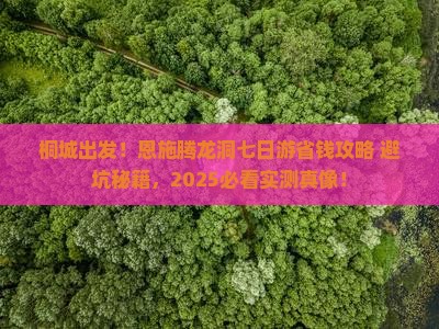 桐城到恩施腾龙洞七日游