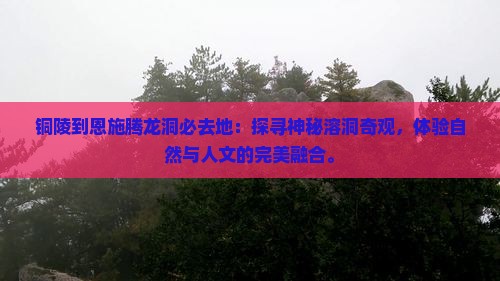 铜陵到恩施腾龙洞必去地