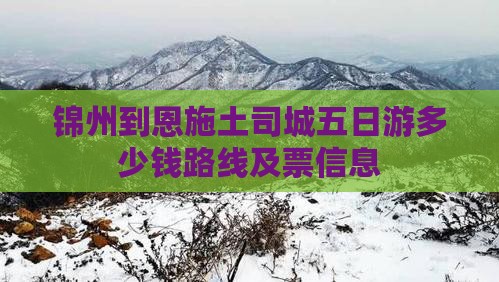 锦州到恩施土司城五日游