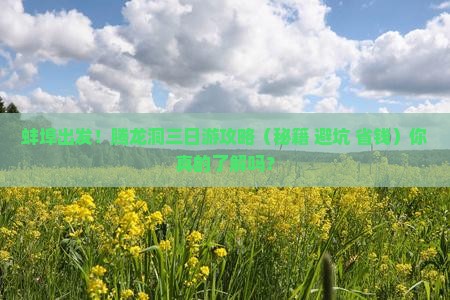 蚌埠去恩施腾龙洞三日游