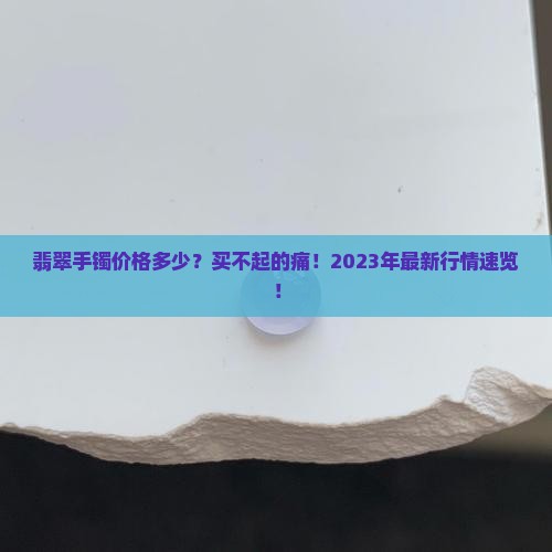 珠宝市场翡翠手镯价格多少
