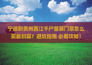 宁德到贵州西江千户苗寨门票
