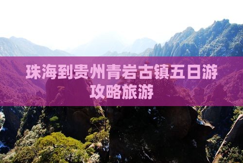 珠海到贵州青岩古镇五日游