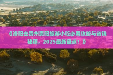 洛阳去贵州贵阳旅游小吃
