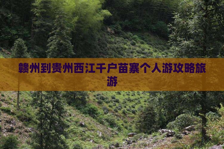 赣州到贵州西江千户苗寨个人游