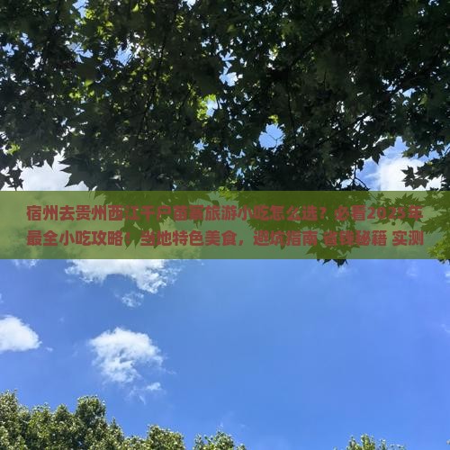 宿州去贵州西江千户苗寨旅游小吃