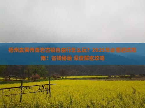 梧州去贵州青岩古镇自由行