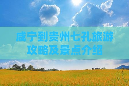 咸宁到贵州小七孔旅行社