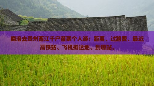 商洛去贵州西江千户苗寨个人游