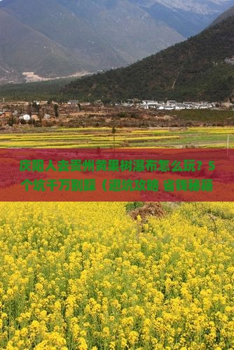 庆阳去贵州黄果树瀑布团体旅游