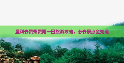 垦利去贵州贵阳一日