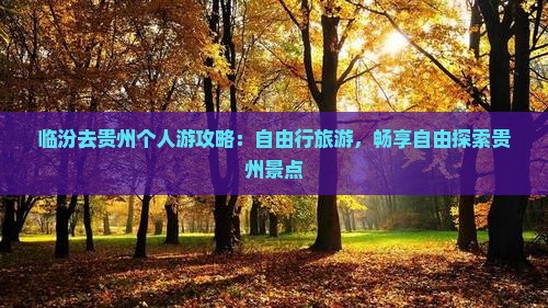 临汾去贵州个人游