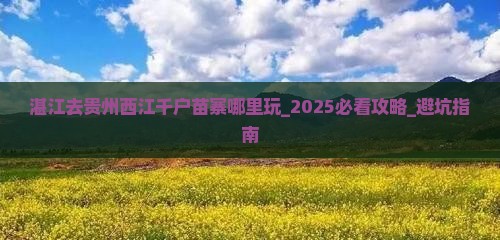 湛江去贵州西江千户苗寨哪里玩