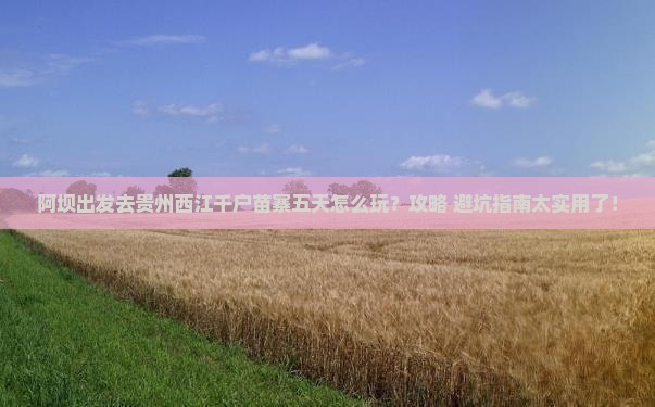 阿坝去贵州西江千户苗寨五日游