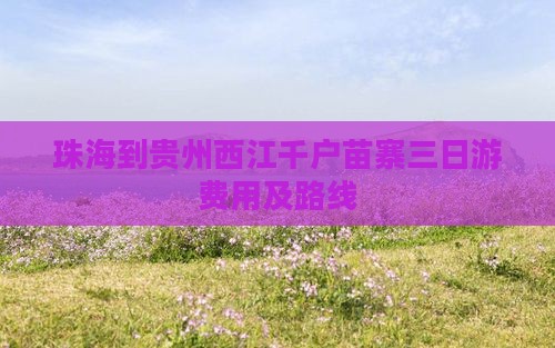 珠海到贵州西江千户苗寨三日游