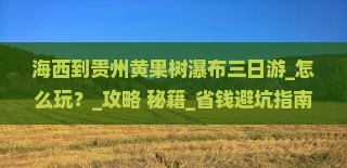 海西到贵州黄果树瀑布三日游