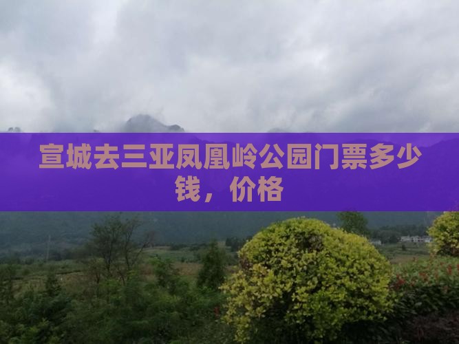宣城去三亚凤凰岭公园门票