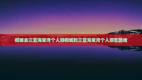 桐城去三亚海棠湾个人游
