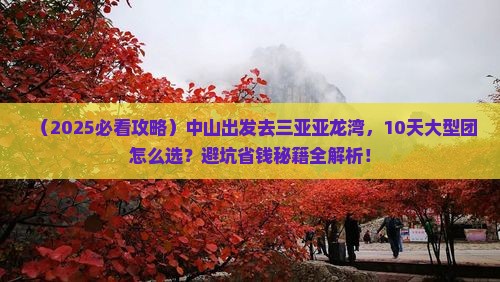 中山前往三亚亚龙湾热带森林公园大型旅游团