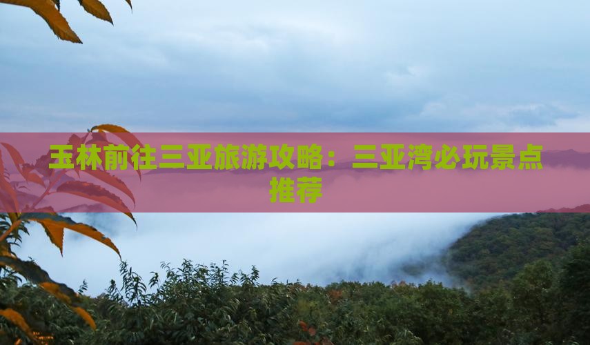 玉林前往三亚三亚湾哪里玩