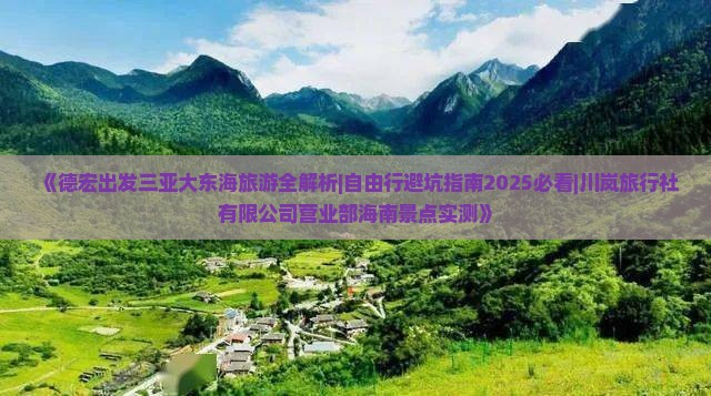 德宏出发三亚大东海攻略