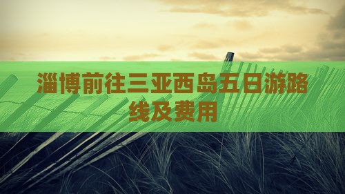 淄博前往三亚西岛五日游