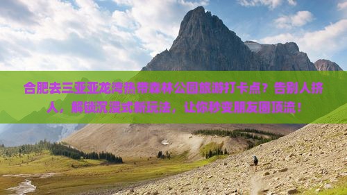 合肥去三亚亚龙湾热带森林公园旅游打卡点