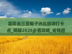霍邱去三亚椰子洲岛旅游打卡点