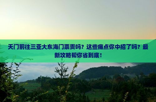 天门前往三亚大东海门票