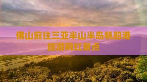 佛山前往三亚半山半岛帆船港旅游网红地点