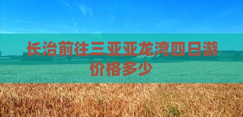长治前往三亚亚龙湾四日游