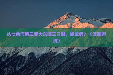 七台河去三亚大东海三日游