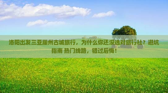 洛阳出发三亚崖洲古城旅行社