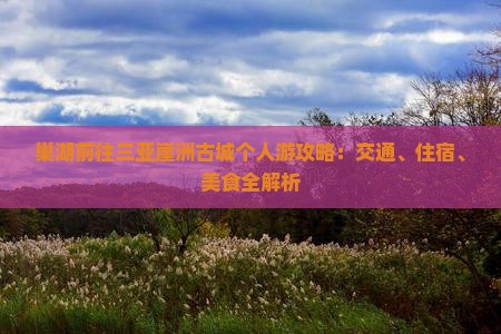 巢湖前往三亚崖洲古城个人游