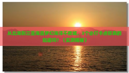 北海去三亚海昌梦幻海洋不夜城旅游打卡点