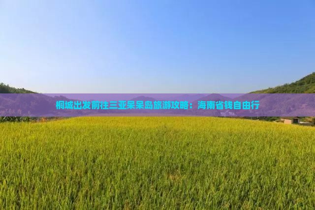 桐城去三亚呆呆岛自由行