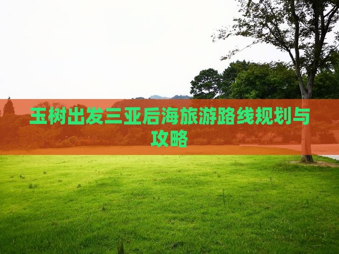 玉树出发三亚后海旅游