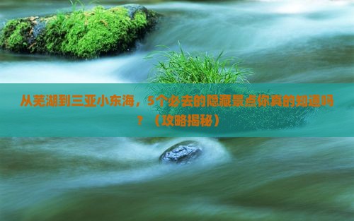 芜湖前往三亚小东海必玩地