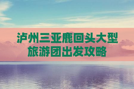 泸州去三亚鹿回头大型旅游团