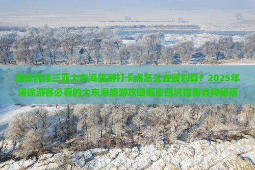清徐前往三亚大东海旅游打卡点